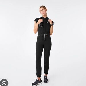 Figs Black Rafaela Cargo Scrub Jumpsuit